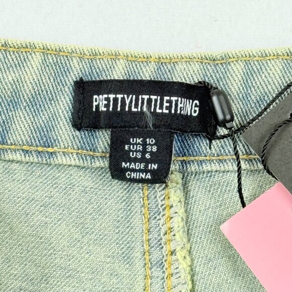 Pretty Little Thing Womens Seam Detail Front Flare Leg Blue Denim Jeans Sz 6 NWT - Picture 6 of 11